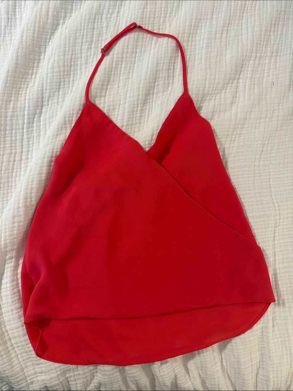 Watermelon Pink Halter Wrap-Front Women's Tank Top
